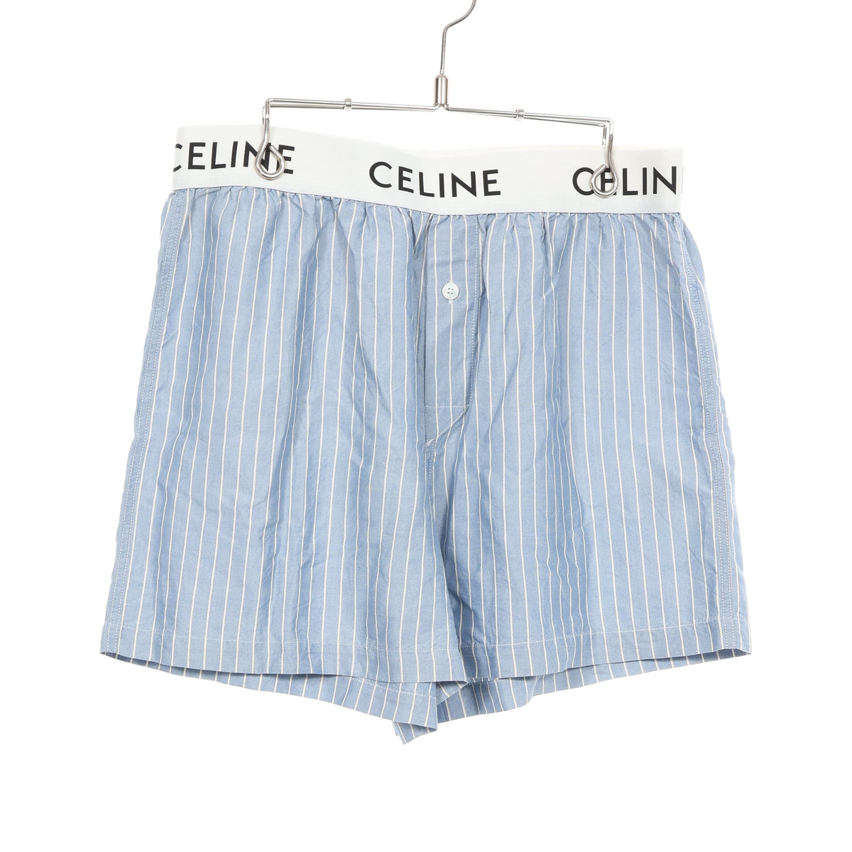ストライプ パジャマショーツ パンツ シルク ライトブルー ホワイト セリーヌ ボトムス CELINE