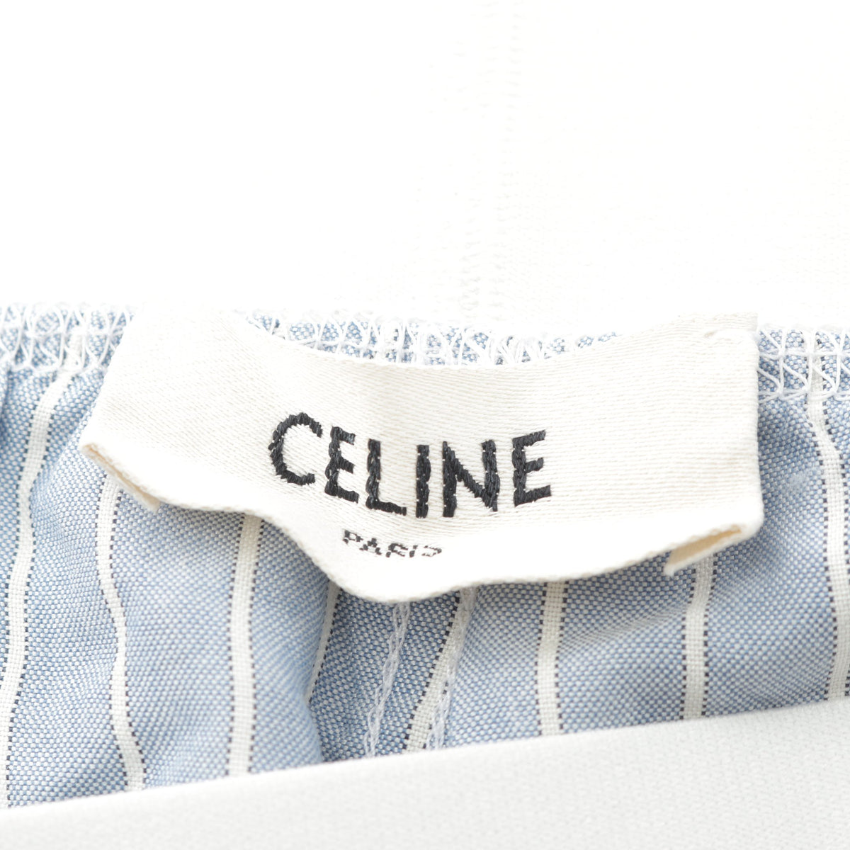 ストライプ パジャマショーツ パンツ シルク ライトブルー ホワイト セリーヌ ボトムス CELINE