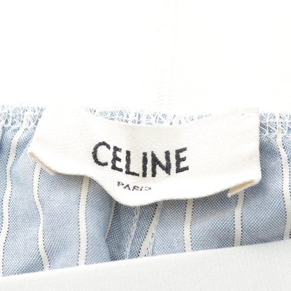 ストライプ パジャマショーツ パンツ シルク ライトブルー ホワイト セリーヌ ボトムス CELINE