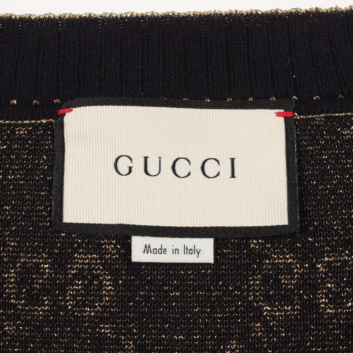 GGコットンラメ カーディガン コットン ネイビー ゴールド グッチ トップス GUCCI