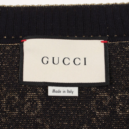 GGコットンラメ カーディガン コットン ネイビー ゴールド グッチ トップス GUCCI
