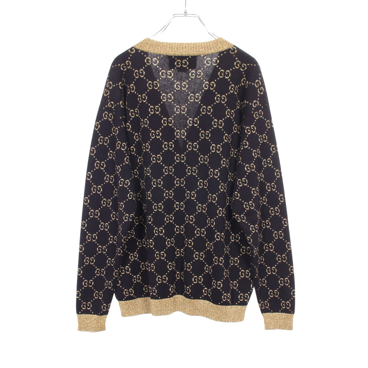 GGコットンラメ カーディガン コットン ネイビー ゴールド グッチ トップス GUCCI