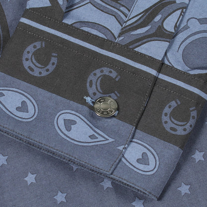 Cheval Punk Bandana 長袖 シャツ シルク コットン ネイビー ブラック エルメス