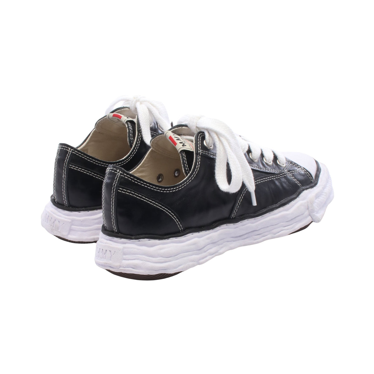 PETERSON23 OG Sole Wrinkled Leather Low-top Sneakers スニーカー レザー ブラック ホワイト メゾンミハラヤスヒロ