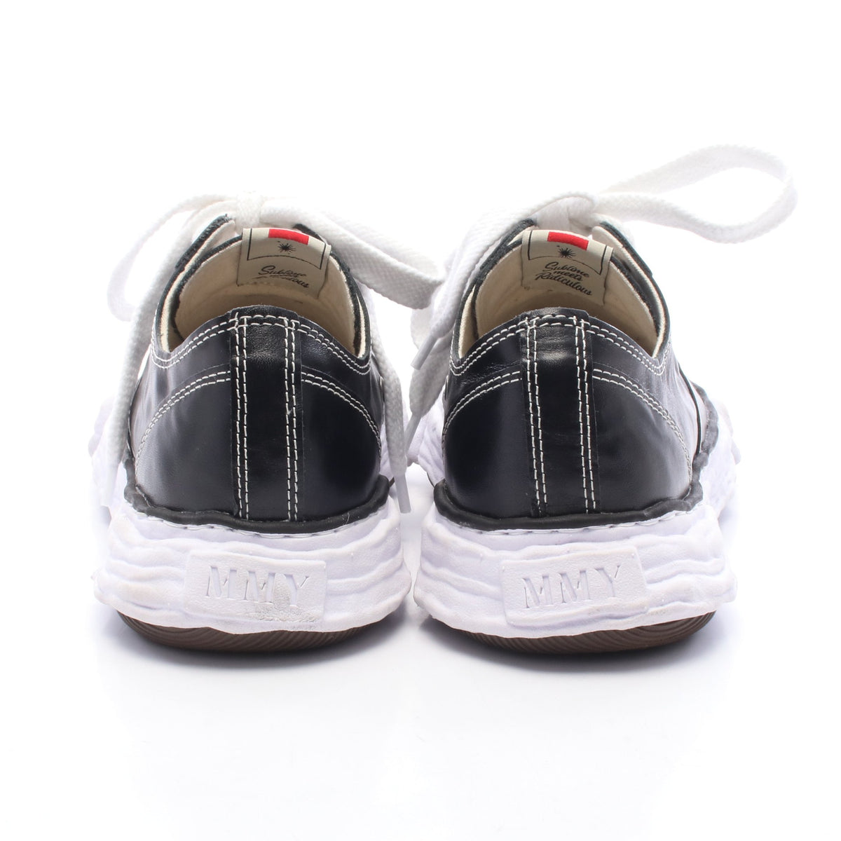 PETERSON23 OG Sole Wrinkled Leather Low-top Sneakers スニーカー レザー ブラック ホワイト メゾンミハラヤスヒロ