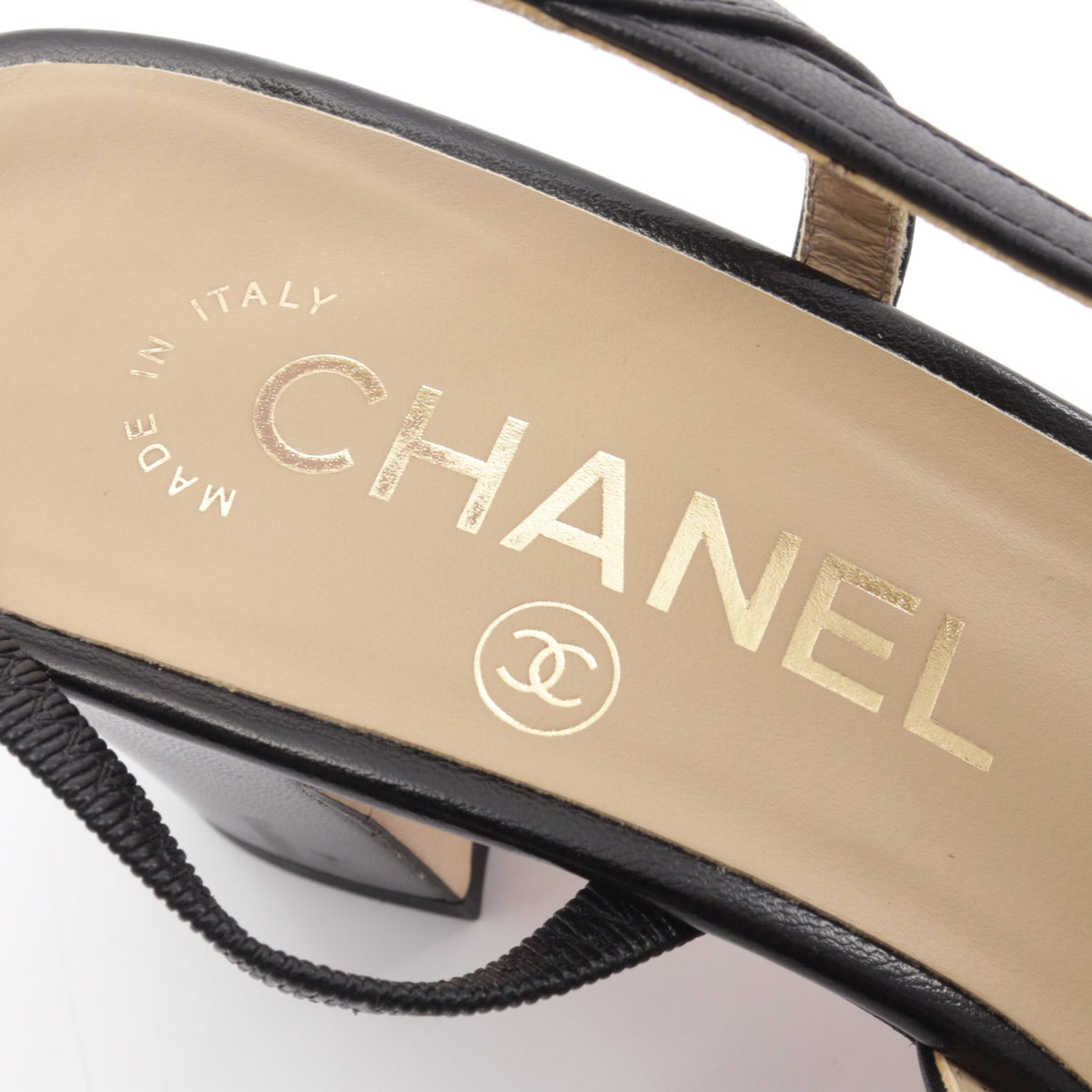 ココマーク スリングバック パンプス レザー ブラック シャネル シューズ CHANEL