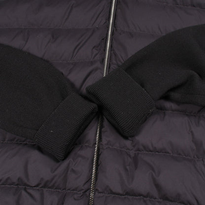 フード付き 切替 パーカー ダウンジャケット ウール ナイロン コットン ブラック モンクレール アウター MONCLER