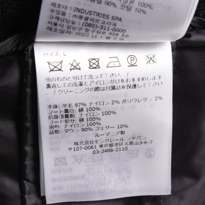 フード付き 切替 パーカー ダウンジャケット ウール ナイロン コットン ブラック モンクレール アウター MONCLER