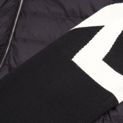 フード付き 切替 パーカー ダウンジャケット ウール ナイロン コットン ブラック モンクレール アウター MONCLER