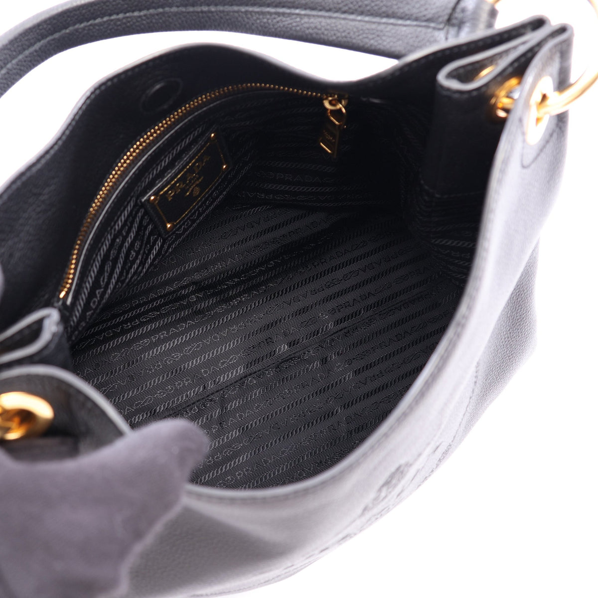 VIT.DAINO ワンショルダーバッグ レザー ブラック プラダ バッグ PRADA