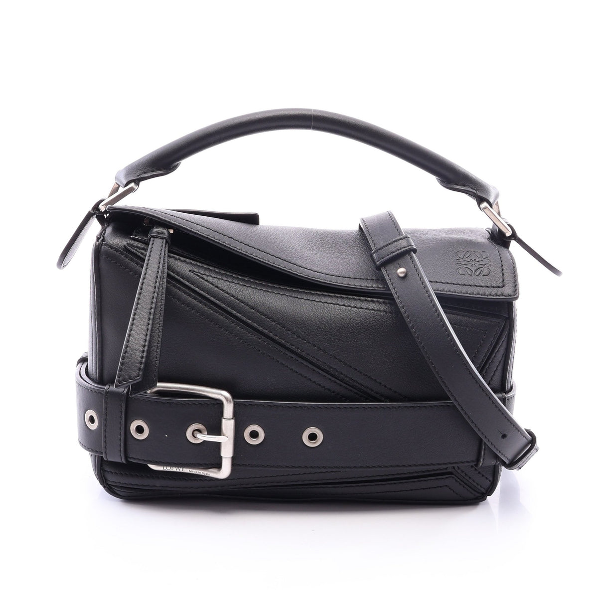 パズル バイカー バッグ スモール 2WAY ハンドバッグ レザー ブラック ロエベ バッグ LOEWE