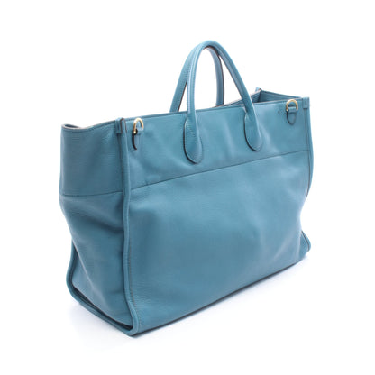 ロゴ 2WAY ハンドバッグ トートバッグ レザー ブルー グッチ