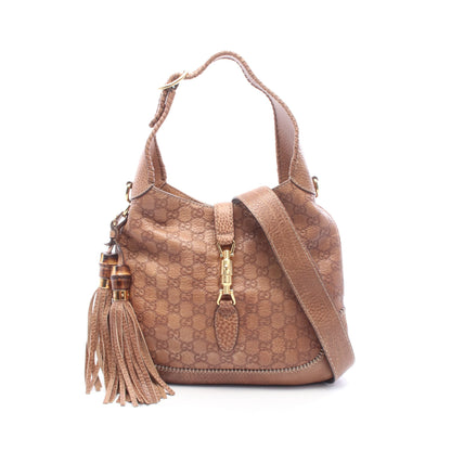 ニュージャッキー グッチシマ 2WAY ワンショルダーバッグ レザー ブラウン グッチ