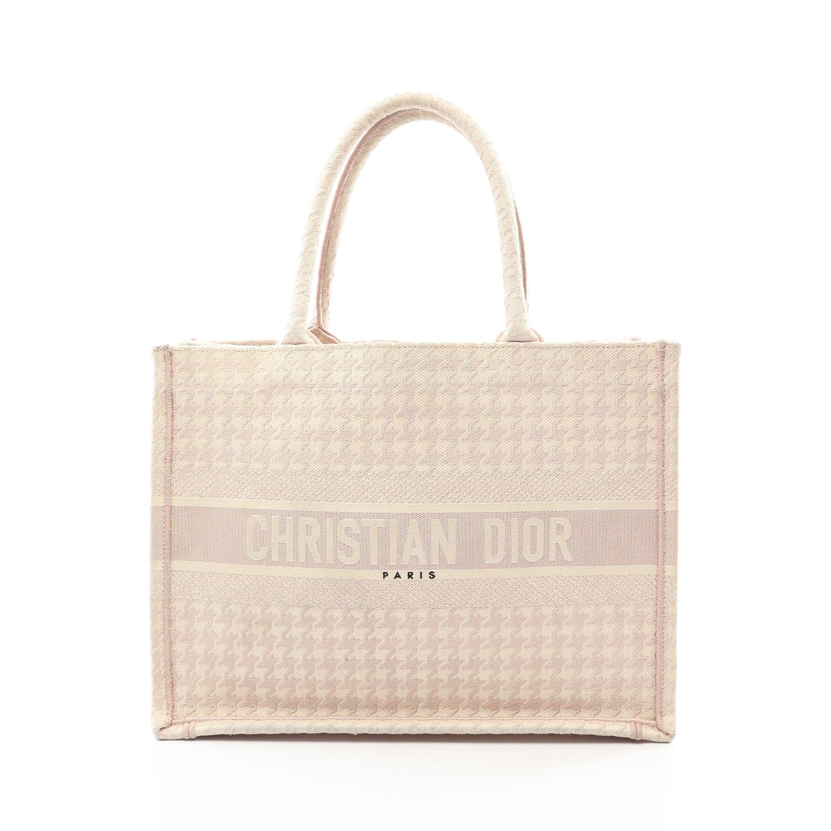 BOOK TOTE ブックトート ミディアム 千鳥格子 ハンドバッグ トートバッグ キャンバス ピンク ホワイト クリスチャンディオール