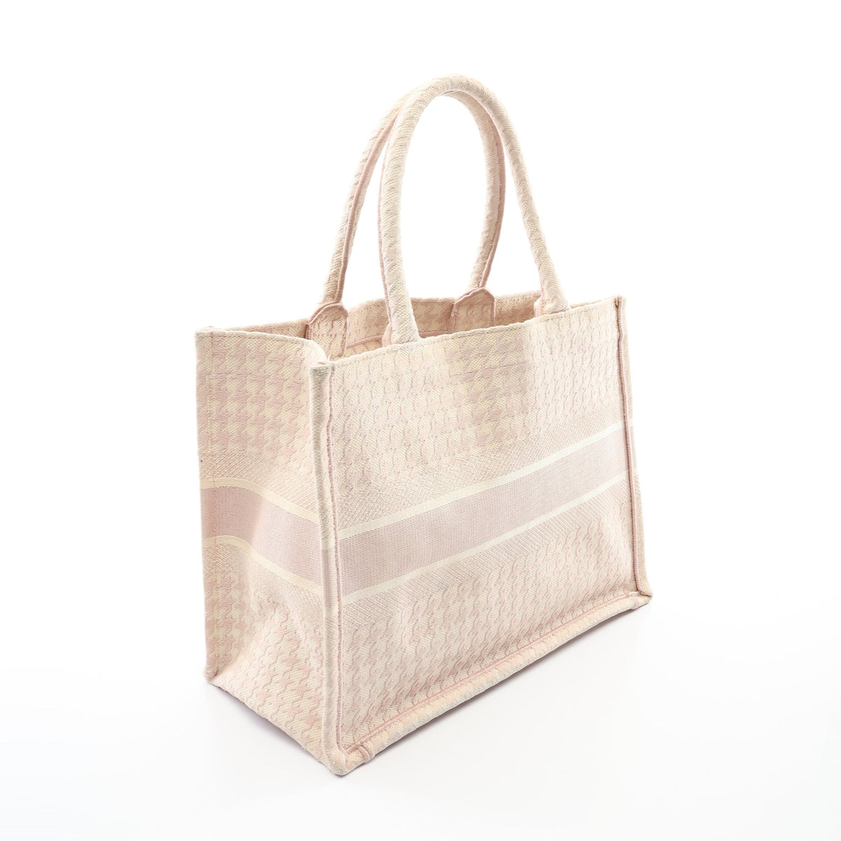BOOK TOTE ブックトート ミディアム 千鳥格子 ハンドバッグ トートバッグ キャンバス ピンク ホワイト クリスチャンディオール