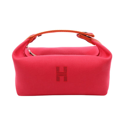 ブリッドアブラックPM ハイビスカス ハンドバッグ キャンバス ピンク ボルドー オレンジ シルバー金具 エルメス