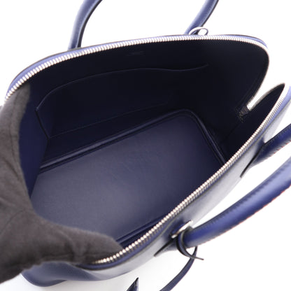 ボリード1923 30 トレサージュ ブルーアンクル ブリック 2WAY ハンドバッグ ヴォーエプソン ブルー ブラウン シルバー金具 D刻印 エルメス