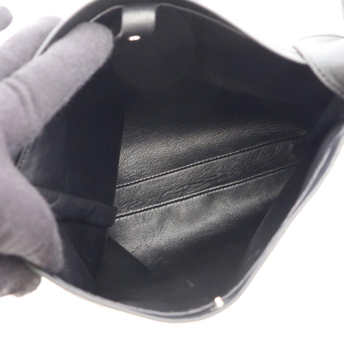 クルードセル ショルダーバッグ レザー ブラック シルバー金具 □M刻印 エルメス