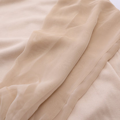 CREW NECK SWEATER DRESS WITH SHEER SLEEVES ニットワンピース コットン ライトベージュ ハイク ワンピース HYKE