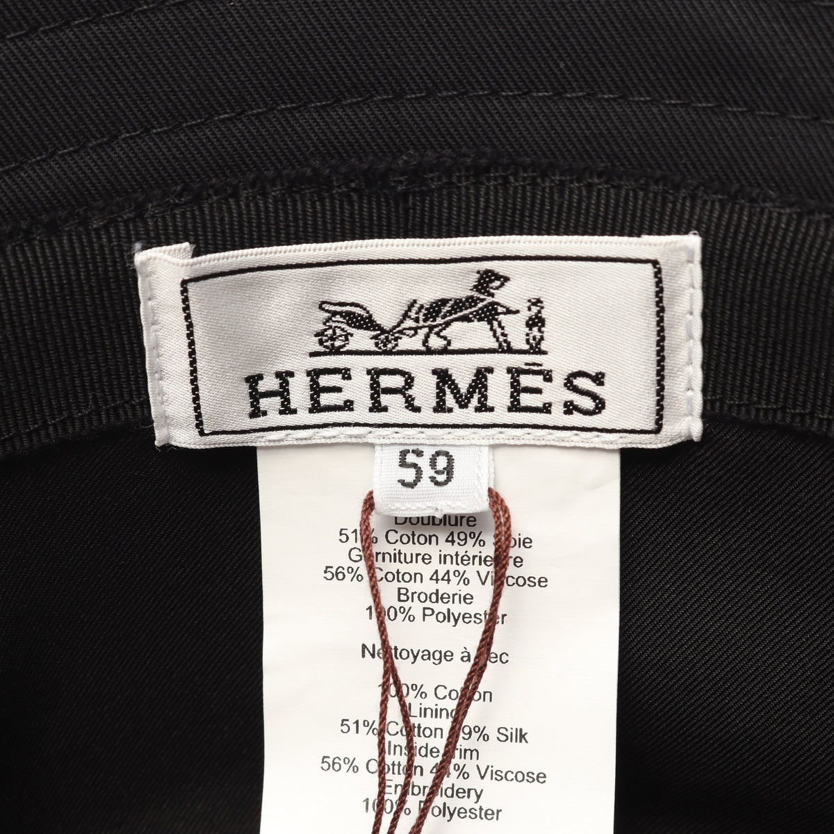 マイロ デシェネ バケット ハット コットン ブラック エルメス 財布・小物 HERMES