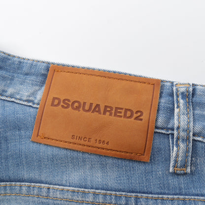 SKATER JEANS ダメージ加工 ペイント加工 デニムパンツ コットン ライトブルー ディースクエアード ボトムス DSQUARED2