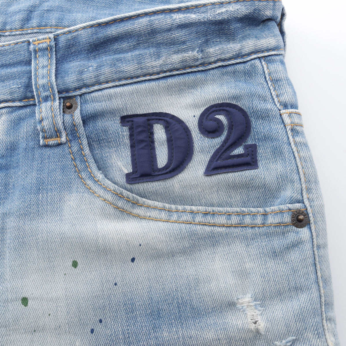 SKATER JEANS ダメージ加工 ペイント加工 デニムパンツ コットン ライトブルー ディースクエアード ボトムス DSQUARED2