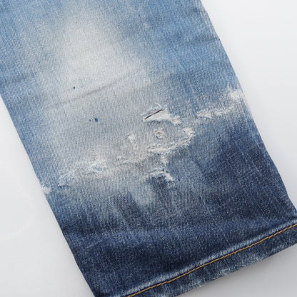SKATER JEANS ダメージ加工 ペイント加工 デニムパンツ コットン ライトブルー ディースクエアード ボトムス DSQUARED2