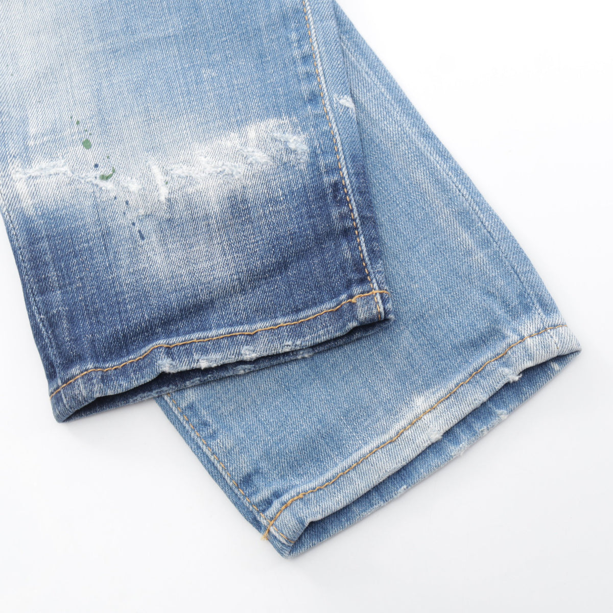 SKATER JEANS ダメージ加工 ペイント加工 デニムパンツ コットン ライトブルー ディースクエアード ボトムス DSQUARED2