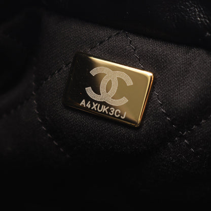 CHANEL 22 ミニ チェーンショルダーバッグ レザー ブラック ゴールド金具 シャネル