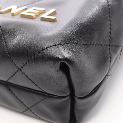 CHANEL 22 ミニ チェーンショルダーバッグ レザー ブラック ゴールド金具 シャネル