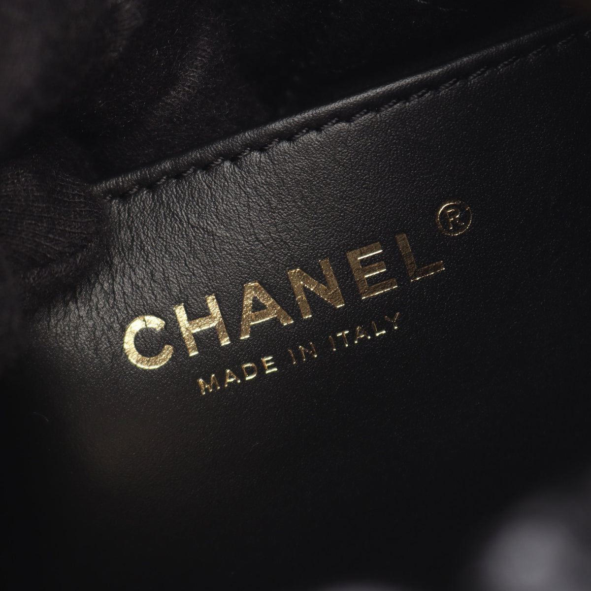 CHANEL 22 ミニ チェーンショルダーバッグ レザー ブラック ゴールド金具 シャネル