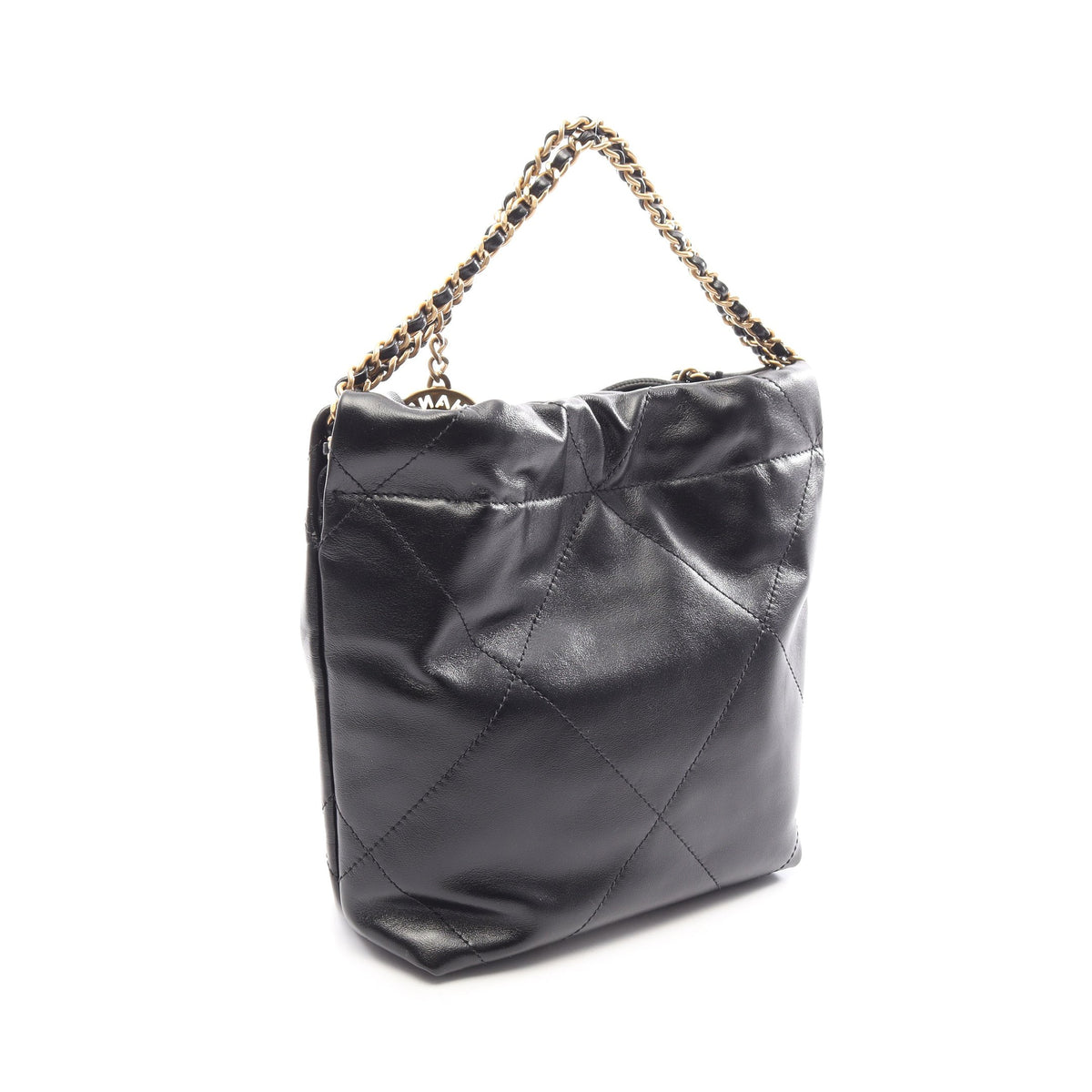 CHANEL 22 ミニ チェーンショルダーバッグ レザー ブラック ゴールド金具 シャネル