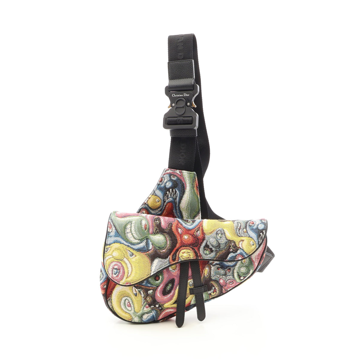 DIOR × KENNY SCHARF SADDLE サドル ボディバッグ キャンバス イエロー マルチカラー クリスチャンディオール
