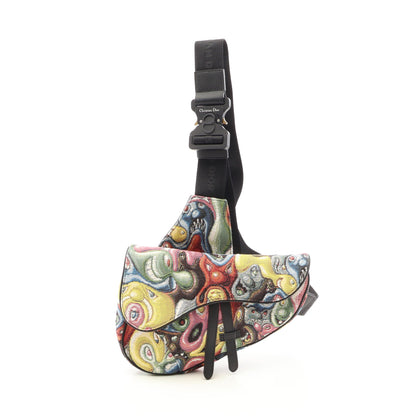 DIOR × KENNY SCHARF SADDLE サドル ボディバッグ キャンバス イエロー マルチカラー クリスチャンディオール
