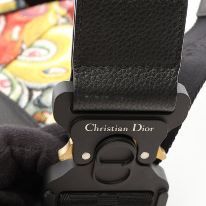 DIOR × KENNY SCHARF SADDLE サドル ボディバッグ キャンバス イエロー マルチカラー クリスチャンディオール