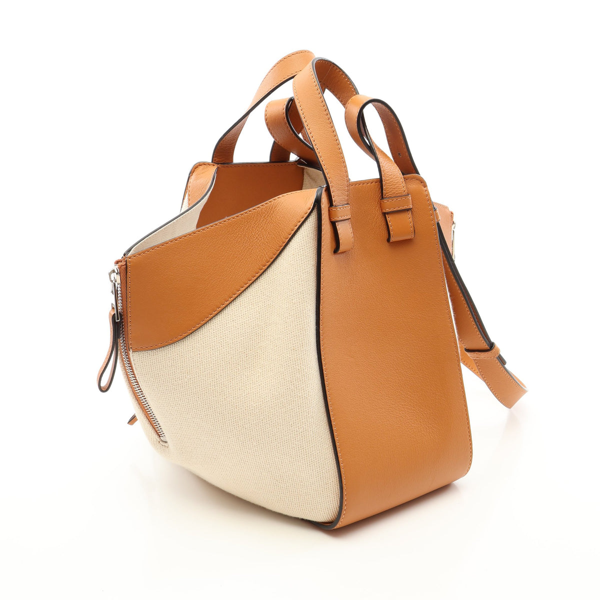 LOEWE × KEN PRICE HAMMOCK SMALL ハンモック スモール 2WAY ハンドバッグ レザー キャンバス ライトブラウン アイボリー ロエベ