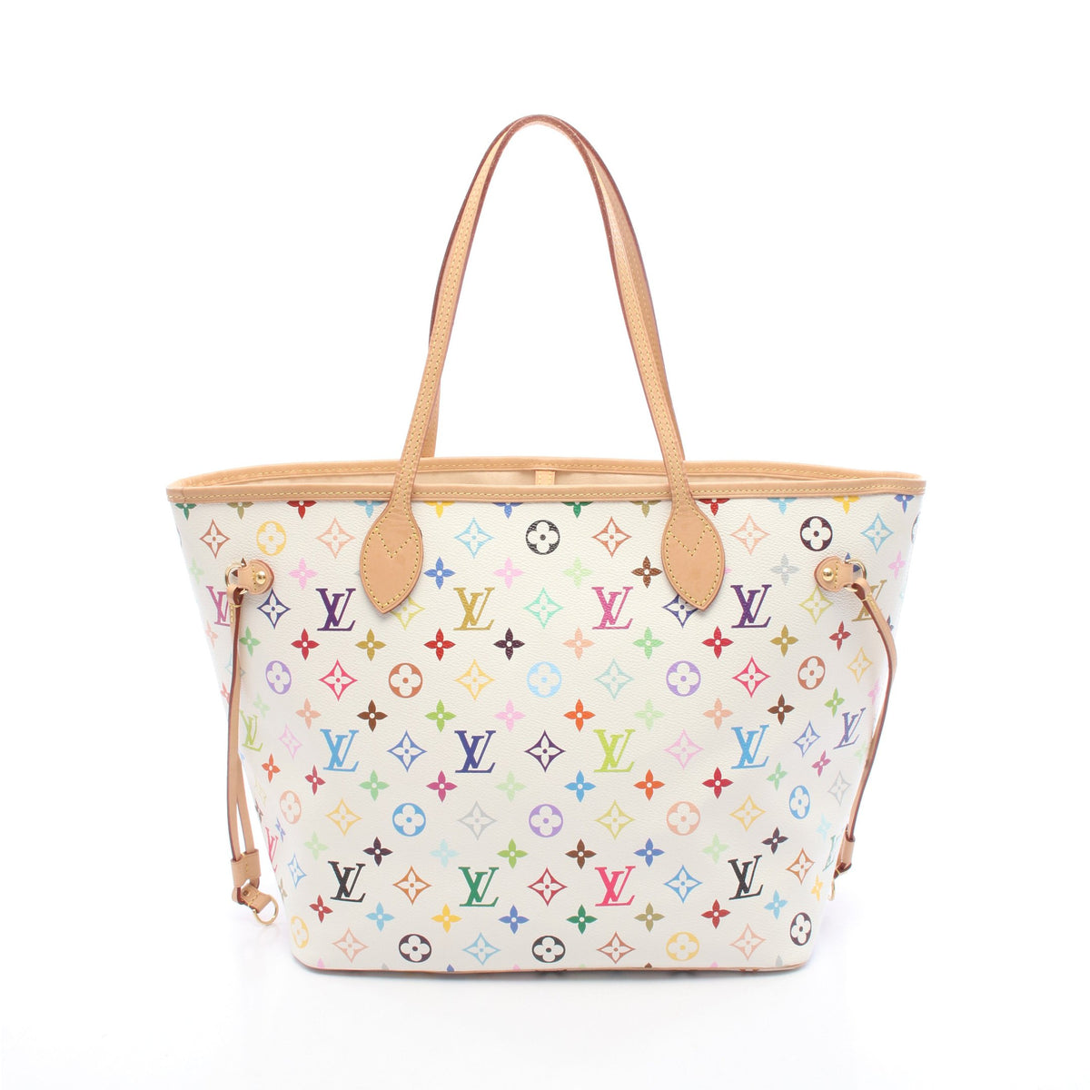 LV × TM ネヴァーフルMM モノグラムマルチカラー ショルダーバッグ トートバッグ PVC レザー ホワイト ルイヴィトン