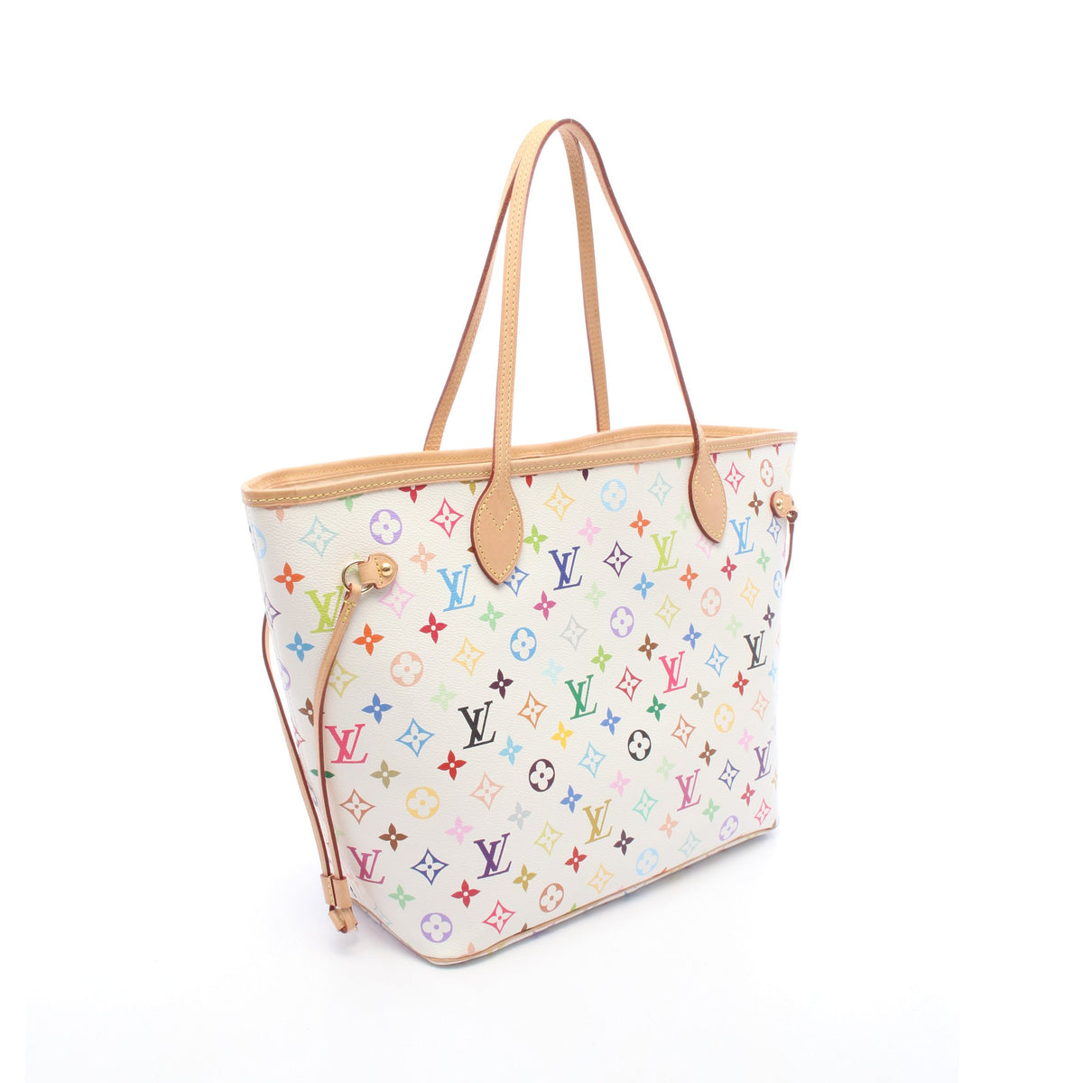 LV × TM ネヴァーフルMM モノグラムマルチカラー ショルダーバッグ トートバッグ PVC レザー ホワイト ルイヴィトン