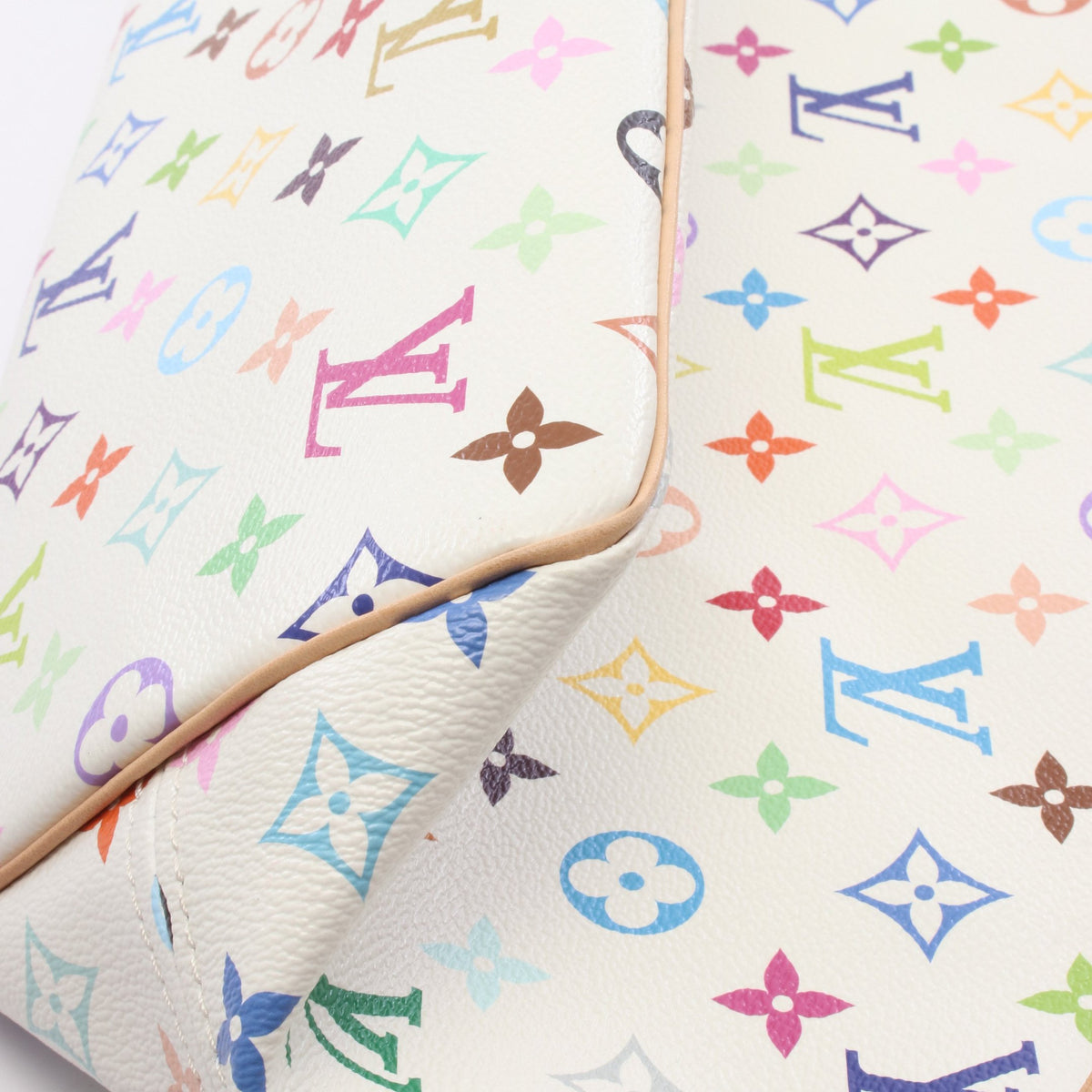 LV × TM ネヴァーフルMM モノグラムマルチカラー ショルダーバッグ トートバッグ PVC レザー ホワイト ルイヴィトン