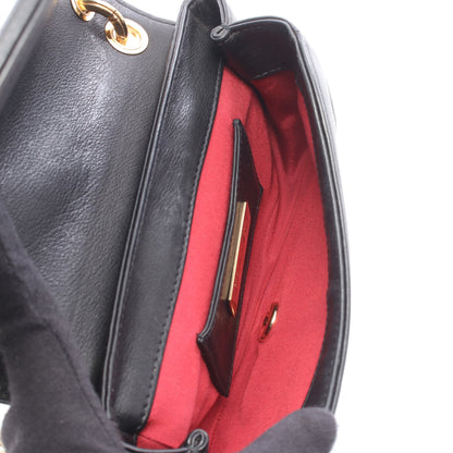 マトラッセ フルフラップ スモール チェーンショルダーバッグ レザー ブラック ゴールド金具 シャネル