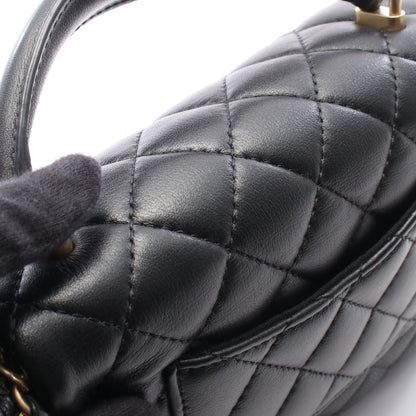マトラッセ トップハンドル 2WAY チェーンショルダーバッグ キャビアスキン レザー ブラック ゴールド金具 シャネル