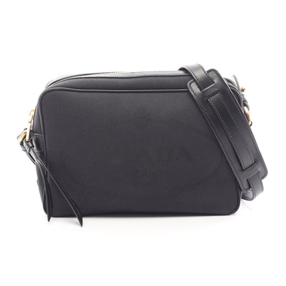 LOGO JACQUARD ロゴジャガード ショルダーバッグ キャンバス レザー ブラック プラダ
