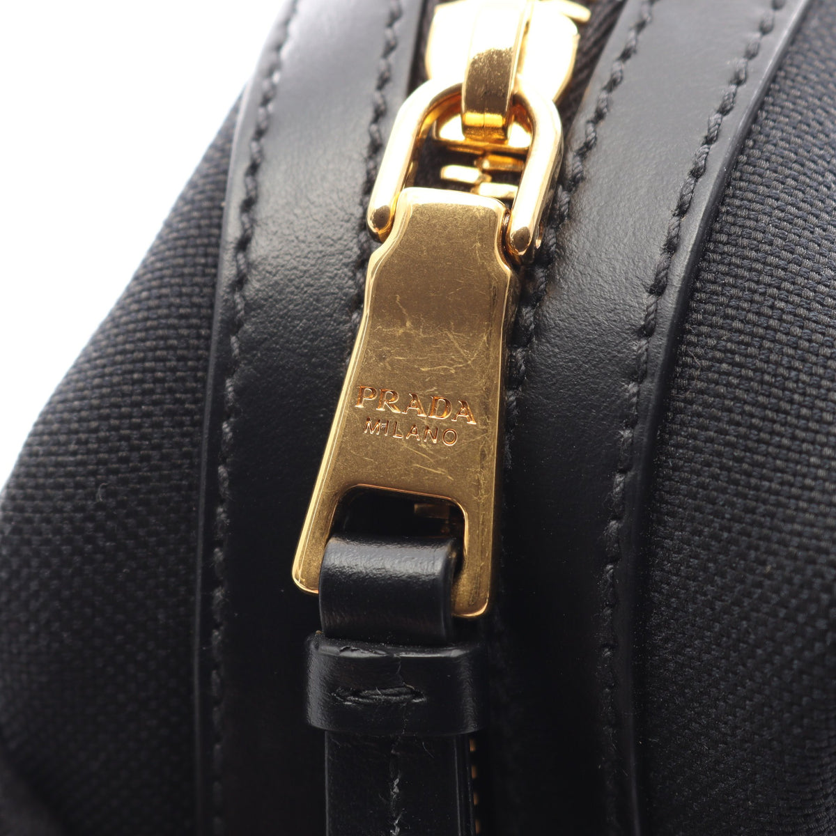 LOGO JACQUARD ロゴジャガード ショルダーバッグ キャンバス レザー ブラック プラダ