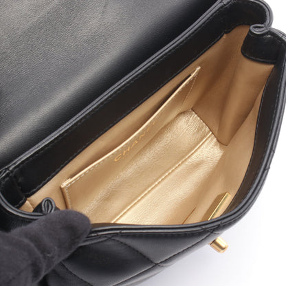 マトラッセ トップハンドル チェーンショルダーバッグ レザー ブラック ゴールド金具 シャネル