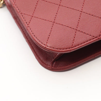 マトラッセ チェーンショルダーバッグ レザー ボルドー ゴールド金具 シャネル