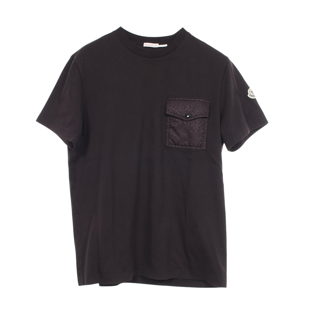 ポケット付き クルーネック 半袖Tシャツ コットン ブラック モンクレール