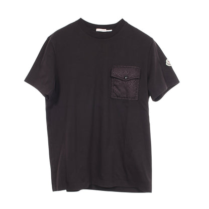 ポケット付き クルーネック 半袖Tシャツ コットン ブラック モンクレール
