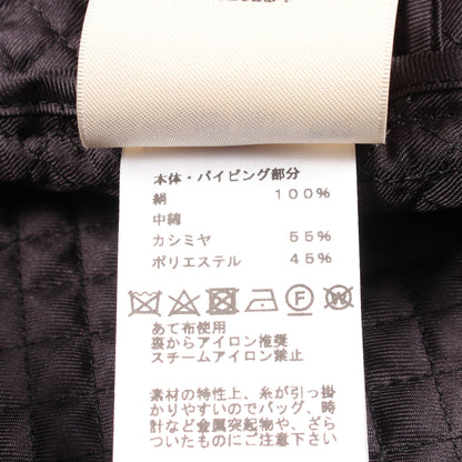 Do Re Boucles 中綿 キルティングジャケット シルク ダークグレー ホワイト マルチカラー エルメス