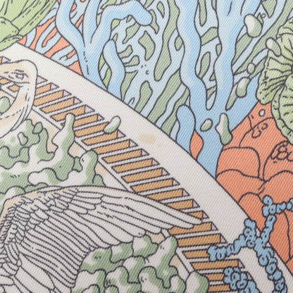 カレ70 Ex-Libris Atlantis スカーフ シルク ライトグレー ライトピンク マルチカラー エルメス 財布・小物 HERMES