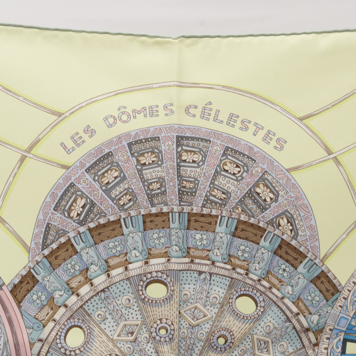 カレ90 LES DOMES CELESTES スカーフ シルク ライトグリーン ブルー マルチカラー エルメス